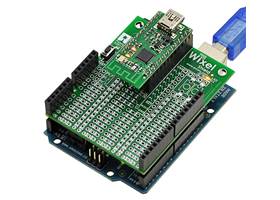 Wixel shield for Arduino with the Arduinos USB port connected